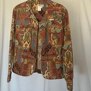 Vintage denim paisley Coldwater Creek Jacket with pockets L fall shades